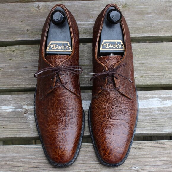 EUC Vtg 70s Florsheim Antelope Leather Derby, Men's 10.5 Narrow, Made in Canada - Picture 3 of 15